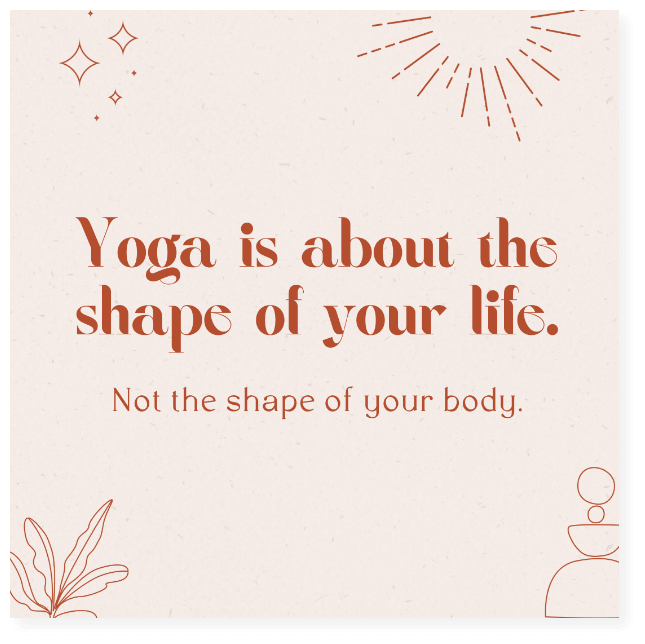 Jackie Allen Yoga branded image saying 'Yoga is about the shape of your life'