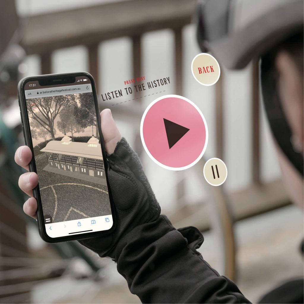 Ballarat Heritage Festival AR experience teaser shown on a mobile phone